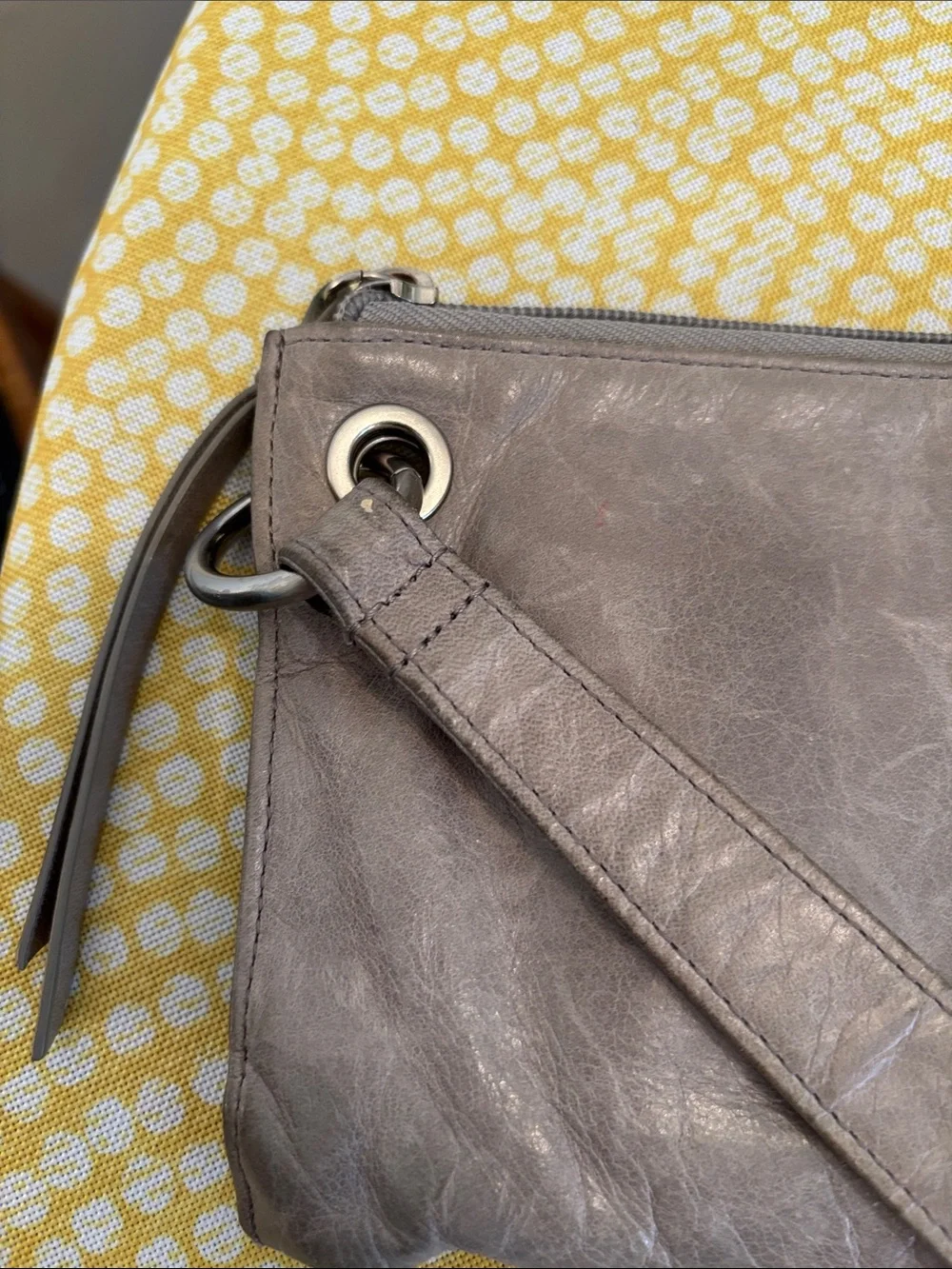 Hobo  Gray Leather Wristlet Clutch
